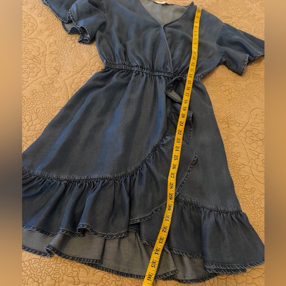 LC Lauren Conrad Blue Chambray Denim Ruffle Dress, Size S - Picture 10 of 12